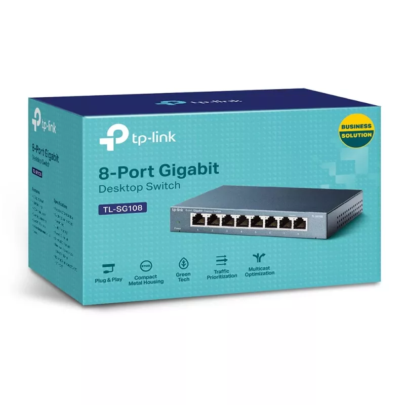 Switch di rete desktop TP-Link 8 porte 10/100/1000Mbps, non gestito, Gigabit Ethernet (10/100/1000), full duplex
