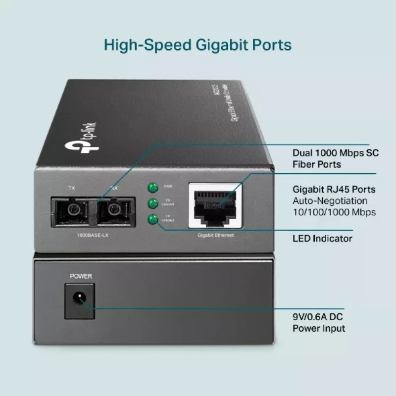 Convertitore media TP-Link MC210CS, Gigabit, 1000 Mbit/s, connettore SC
