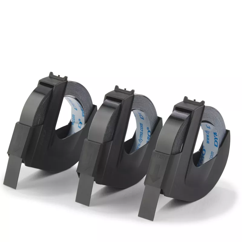 Nastro per etichettatrice DYMO originale | rotoli 9 mm x 3 m | scritta bianca su nero | autoadesivo | per etichettatrici | 3 pezzi