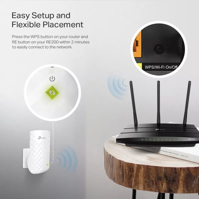 Extender di rete TP-Link RE200 ripetitore di rete bianco 10, 100 Mbit/s
