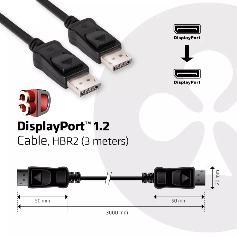 CLUB3D cavo Displayport 1.2 M/M 3 metri 4K60Hz 21.6Gbps