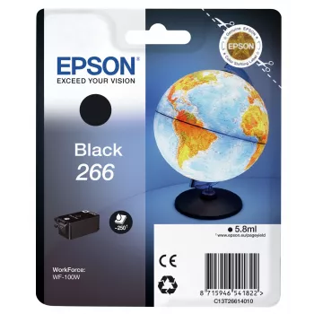 Epson Globe confezione singola nero 266 cartuccia d'inchiostro, nero, inchiostro a pigmenti, 5,8 ml, 1 pz., 250 pagine