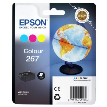 Epson Globe confezione singola colore 267 cartuccia d'inchiostro, ciano, magenta, giallo, inchiostro a pigmenti, 6,7 ml, 1 pz., 200 pagine