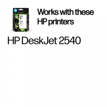 HP 301 confezione da 2 cartucce inchiostro originali nero/tricromia, nero, ciano, magenta, giallo, inchiostro pigmentato, 2 pz., 170 pagine