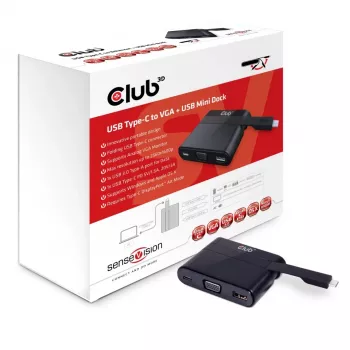 CLUB3D USB Type C a VGA + USB 3.0 + USB Type C ricarica mini dock