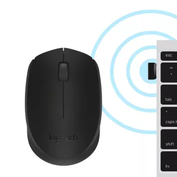 Mouse ottico wireless Logitech B170 RF, ambidestro, 3 tasti, nero, portata 10 m, fino a 12 mesi di durata della batteria
