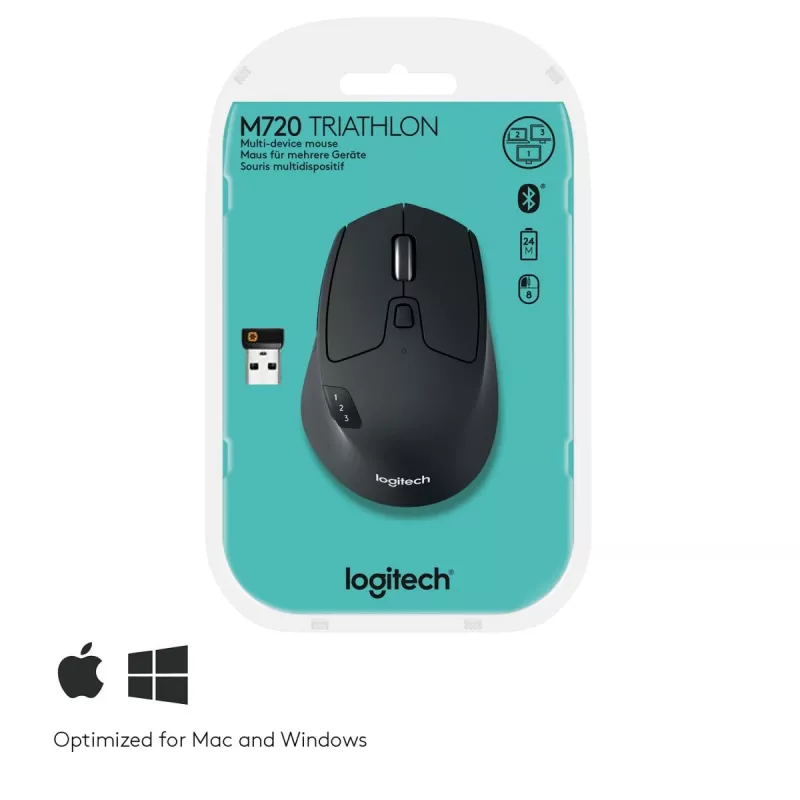 LOGITECH M720 Triathlon Mouse wireless multi-dispositivo - Nero
