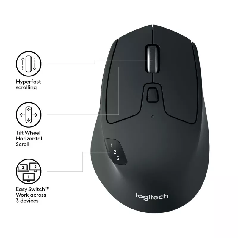 LOGITECH M720 Triathlon Mouse wireless multi-dispositivo - Nero