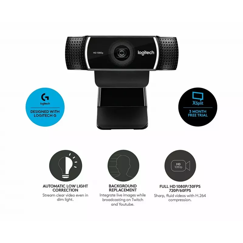 Logitech C922 1920 x 1080 pixel USB Nero Webcam