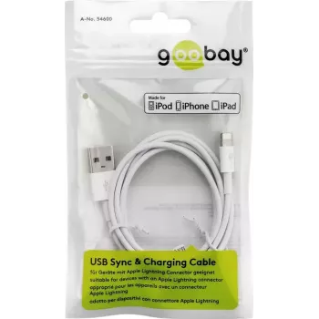 Cavo di ricarica e sincronizzazione GOOBAY Lightning a USB A 1 m, 5W / 1A, bianco