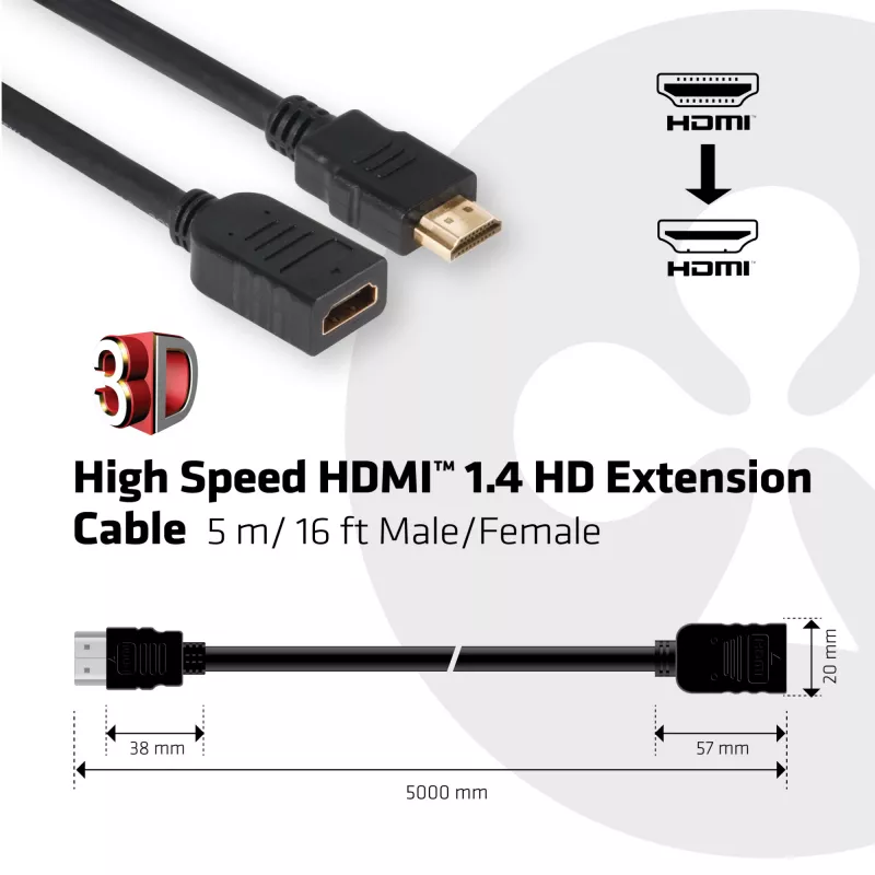 CLUB3D cavo prolunga HDMI™ 1.4 High Speed HD 5m/16ft maschio/femmina