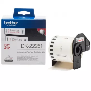 Brother DK-22251 nastro per etichette, nero e rosso su bianco