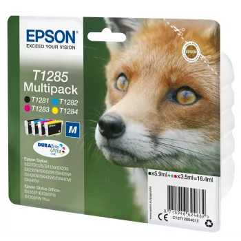 Epson Fox multipack 4 colori T1285 inchiostro DURABrite Ultra, nero, ciano, magenta, giallo, 5,9 ml, 3,5 ml, 1 pz., multipack