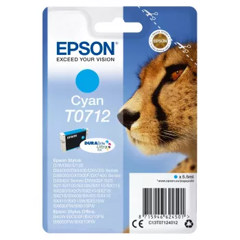 Epson confezione singola ciano T0712 DURABrite Ultra inchiostro, resa standard, ciano, 5,5 ml, 1 pz.