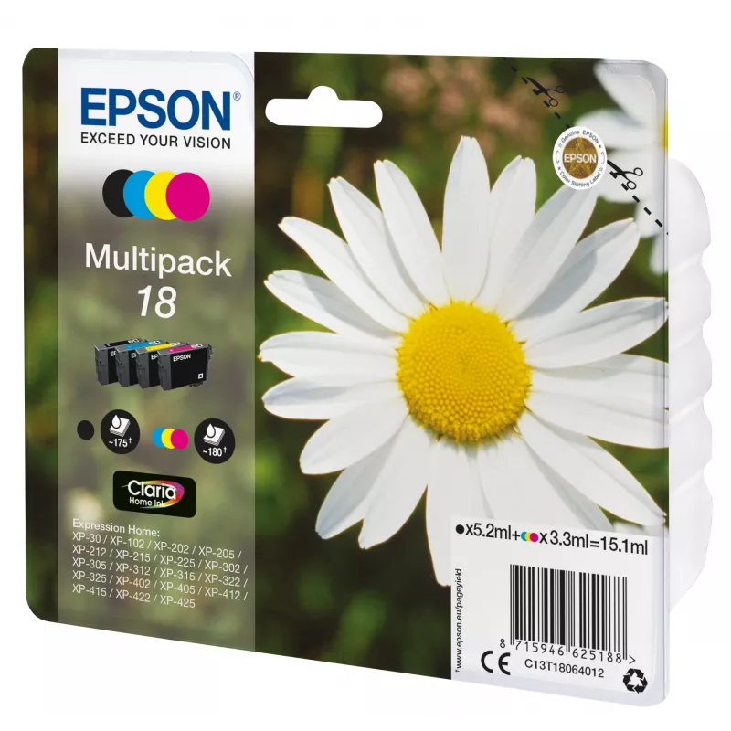 Cartuccia d'inchiostro Epson 18 multipack C13T18064012 nero, ciano, magenta, giallo