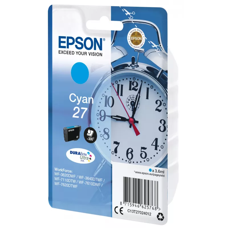 Epson Alarm clock confezione singola ciano 27 DURABrite Ultra inchiostro