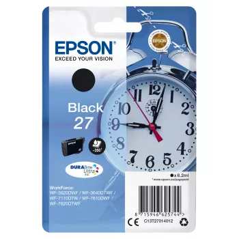 Epson Alarm clock confezione singola nero 27 DURABrite Ultra inchiostro, capacità standard, nero, inchiostro a pigmenti, 6,2 ml, 1 pz., 350 pagine