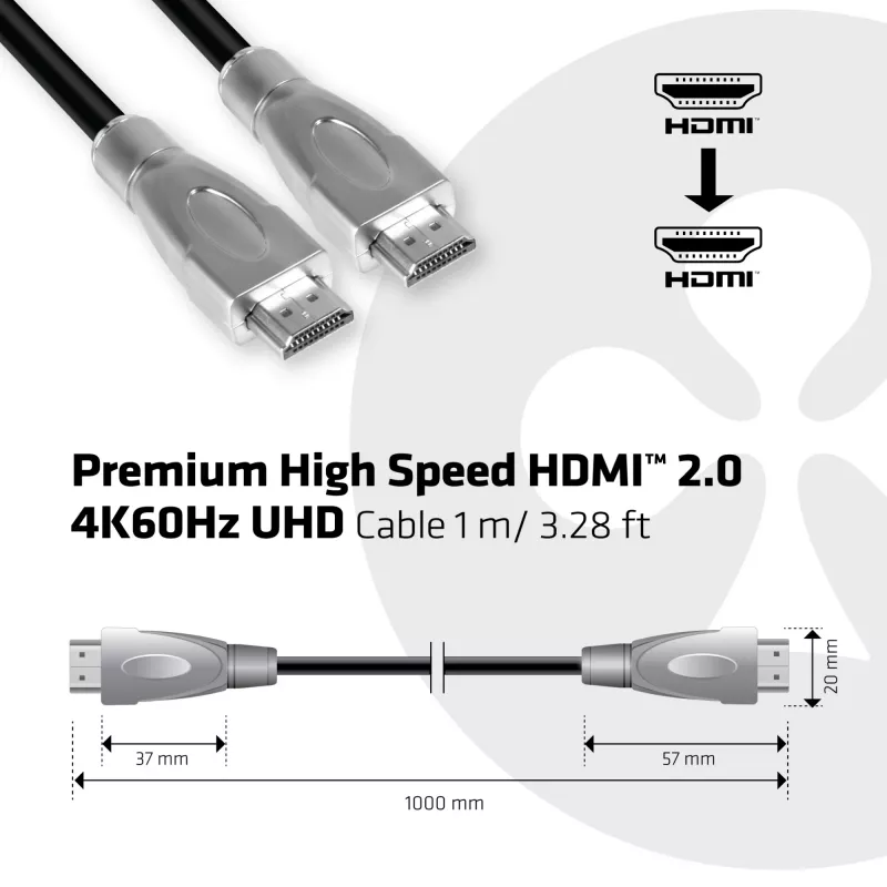 Club 3D CAC-1311 cavo Premium High Speed HDMI 2.0, 4K60Hz, maschio/maschio, 1 m, nero