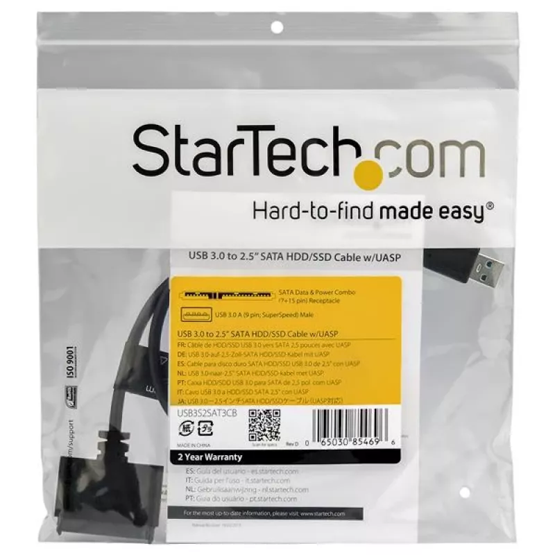Cavo SATA-USB StarTech.com con UASP, nero, 6 Gbit/s, CE, FCC, 0 – 60 °C, -10 – 70 °C, 49 mm