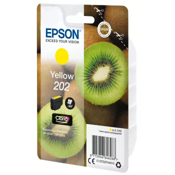 Epson Kiwi confezione singola giallo 202 Claria Premium Ink, capacità standard, giallo, inchiostro pigmentato, 4,1 ml, 1 pz., 300 pagine