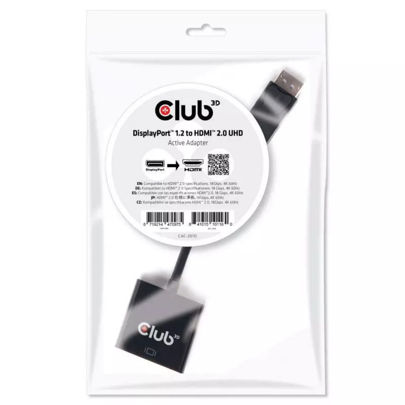 Adattatore attivo DisplayPort 1.2 a HDMI 2.0 CLUB3D CAC-2070
