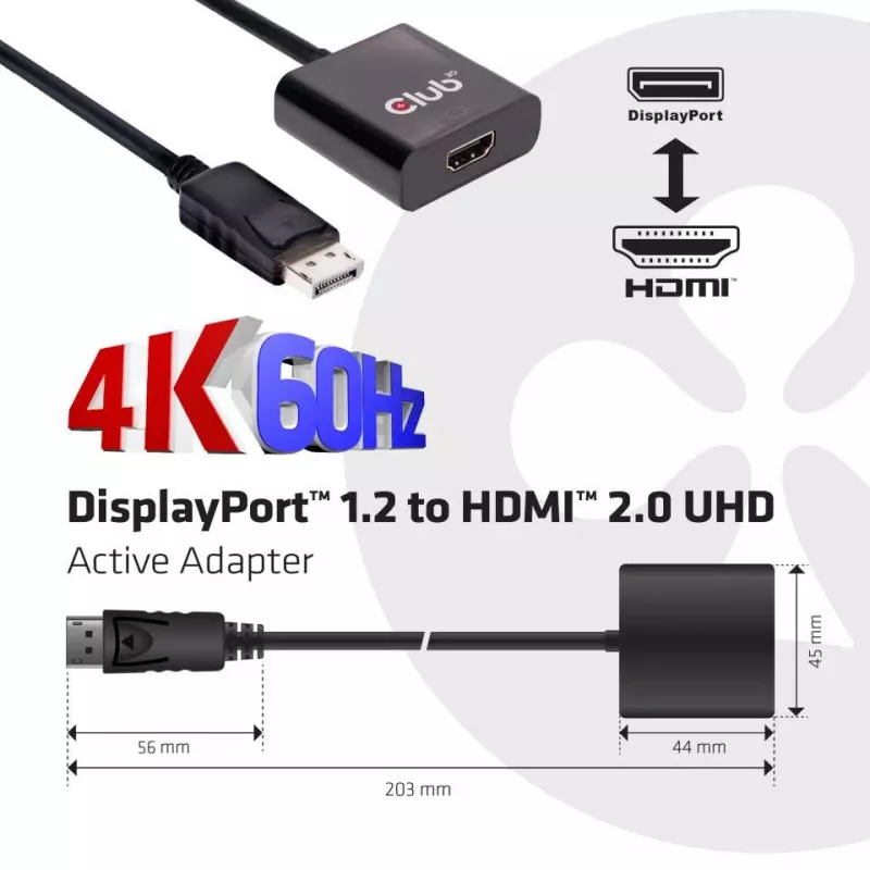 Adattatore attivo DisplayPort 1.2 a HDMI 2.0 CLUB3D CAC-2070