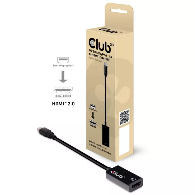 CLUB3D Mini DisplayPort 1.4 a HDMI 2.0b HDR Adattatore attivo