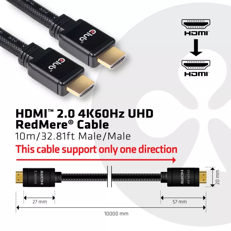 CLUB3D Cavo HDMI 2.0 4K60Hz RedMere 10m/32,8ft
