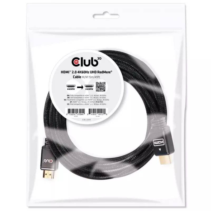CLUB3D Cavo HDMI 2.0 4K60Hz RedMere 15m/49,2ft