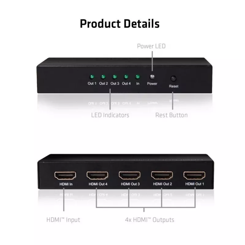 CLUB3D HDMI™ 4K@60Hz UHD Splitter AC Power 4 Porte
