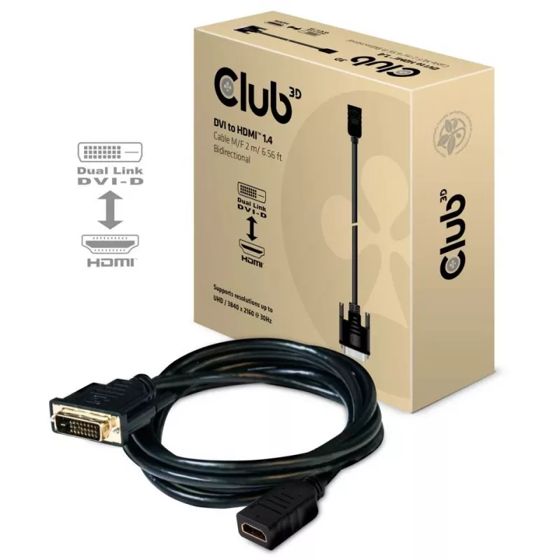 Club 3D CAC-1211 cavo da DVI-D a HDMI 1.4, Dual Link, M/F, 2 m, nero
