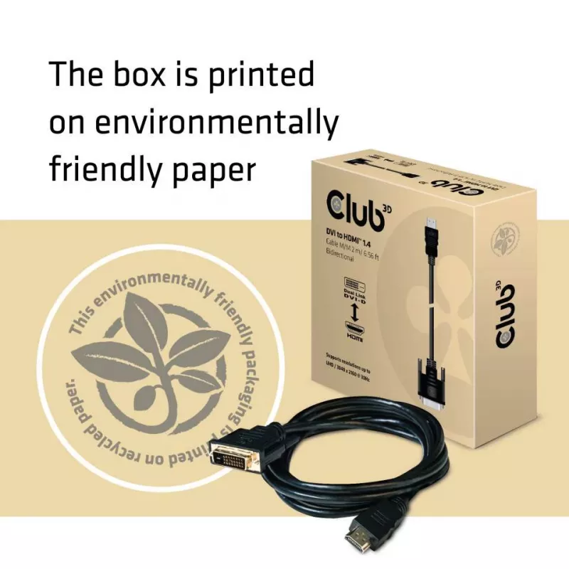 Club 3D CAC-1210 cavo da DVI-D a HDMI 1.4, Dual Link, bidirezionale, 4K, M/M, 2 m, nero