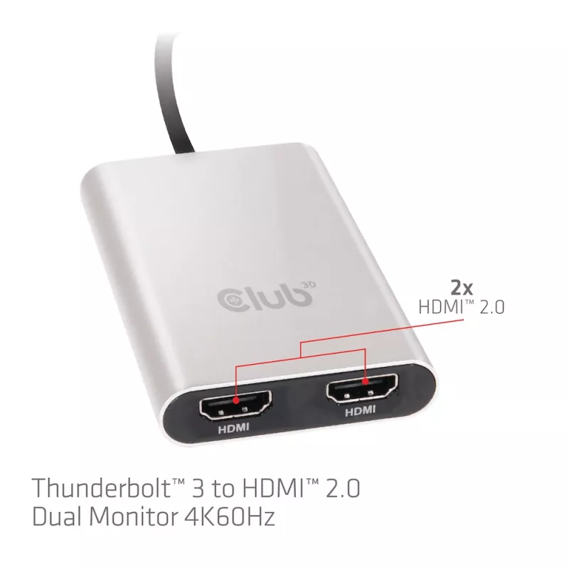 Adattatore CLUB3D Thunderbolt 3 a doppio HDMI 2.0