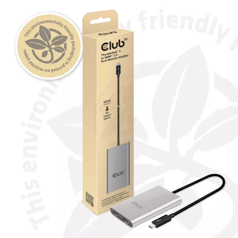 Adattatore CLUB3D Thunderbolt 3 a doppio HDMI 2.0