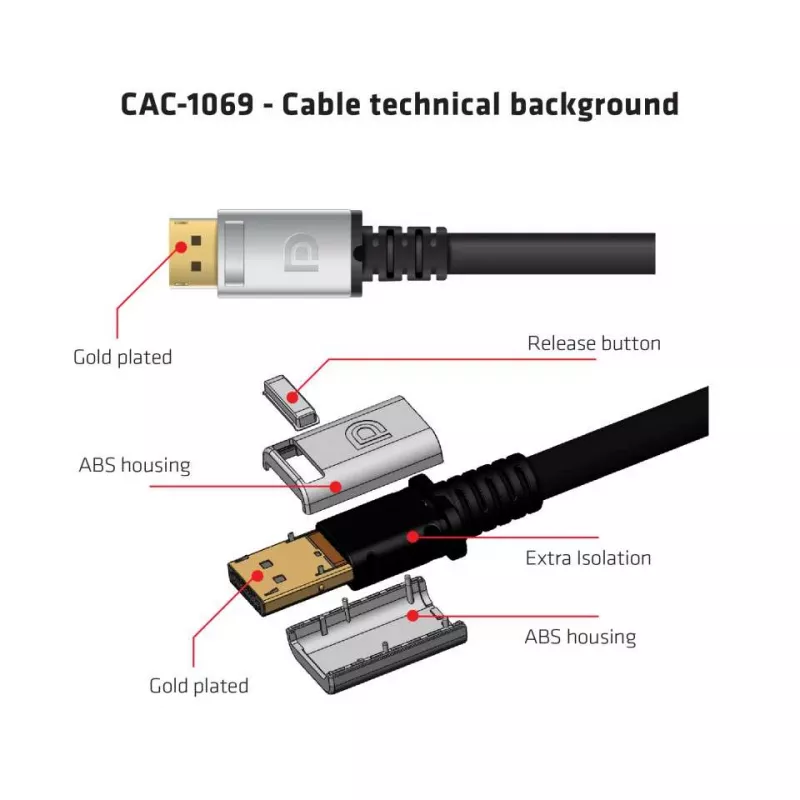 Club 3D CAC-1069 cavo DisplayPort 1.4 HBR3 8K 60 Hz, 32,4 Gbit/s, DSC, HDR, certificato VESA, M/M, 4 m, nero