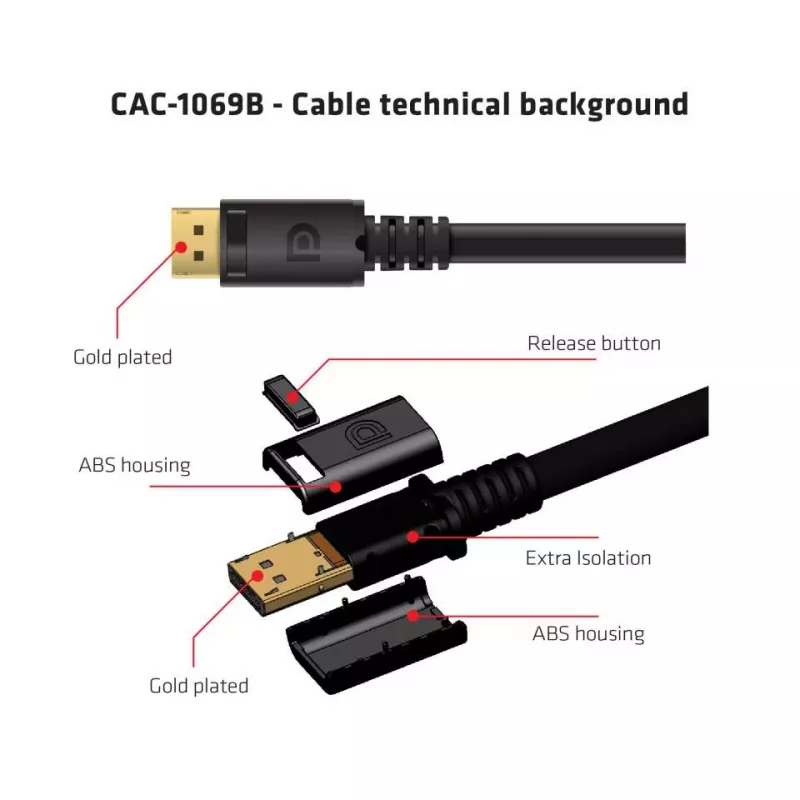 Club 3D CAC-1069B cavo DisplayPort 1.4 HBR3 8K 60 Hz, 32,4 Gbit/s, DSC 1.2, certificato VESA, M/M, 4 m, nero