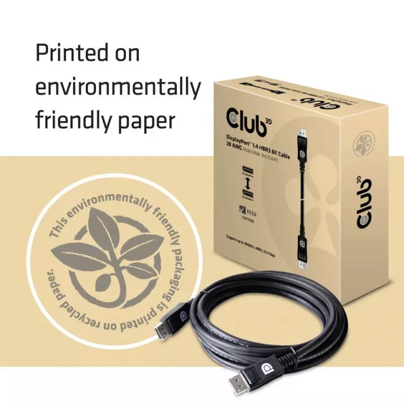 Cavo CLUB3D DisplayPort 1.4 HBR3 8K 28AWG M/M 3m /9,84ft