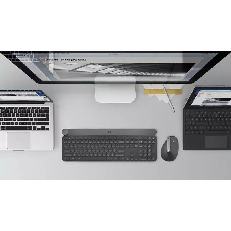 Mouse wireless ergonomico Logitech MX Vertical, MX Vertical, 4000 DPI, RF Wireless + Bluetooth, per destrimani, grafite, uso ufficio