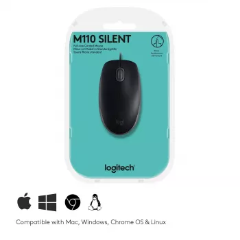 Mouse Logitech B110 Silent con filo USB nero