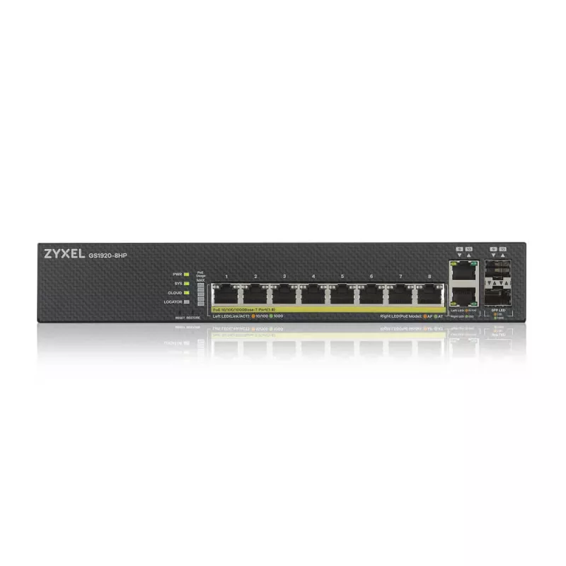 Zyxel GS1920-8HPV2 Managed Gigabit Ethernet (10/100/1000) Power over Ethernet (PoE) nero