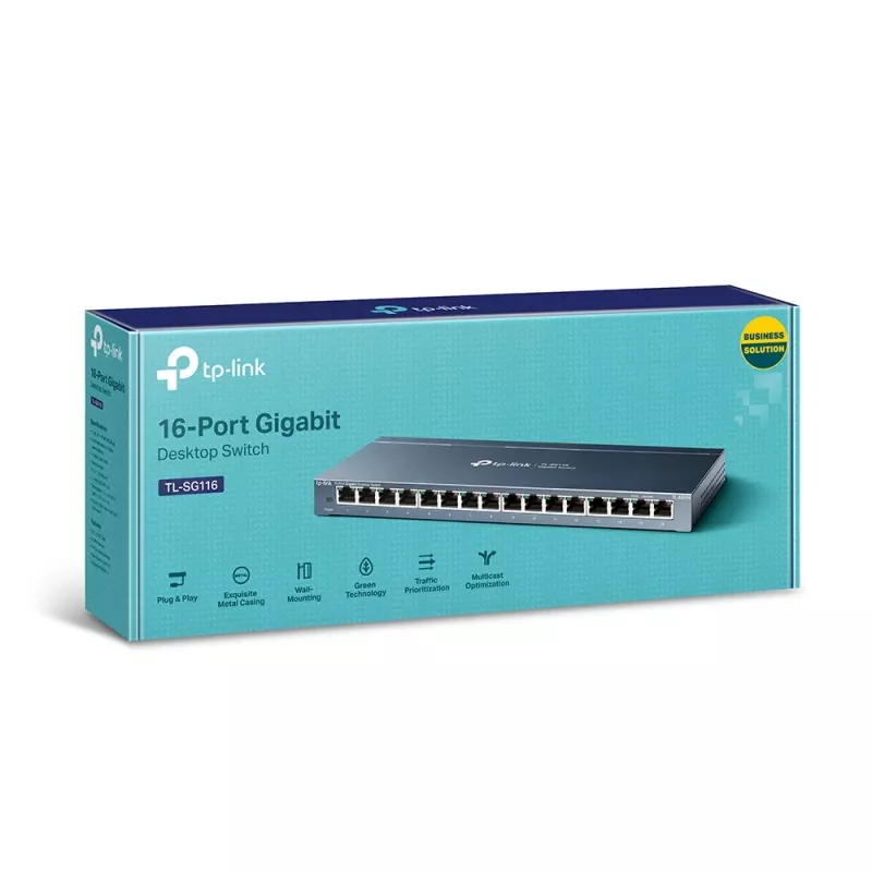 Switch di rete TP-Link 16 porte Gigabit Desktop, unmanaged, Gigabit Ethernet (10/100/1000), full duplex