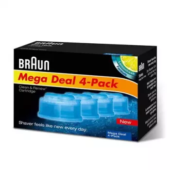 BRAUN CCR4 ricambi 3+1 cartucce per il sistema di pulizia e ricarica Clean&Renew, confezione con tre ricambi più uno aggiuntivo