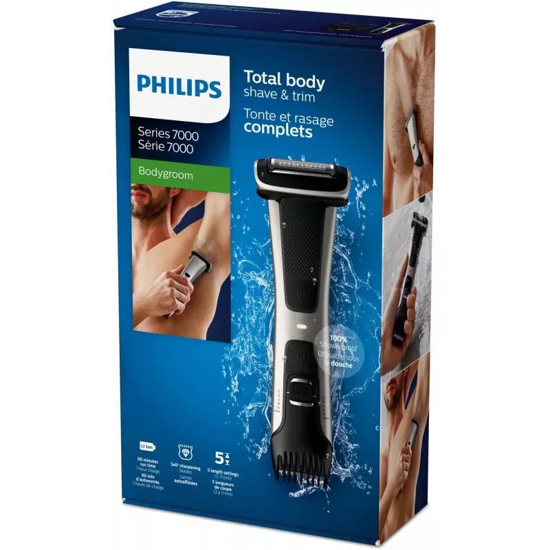 Philips serie 7000 Bodygroom 7000 BG7025/15 trimmer per peli del corpo resistente all'acqua