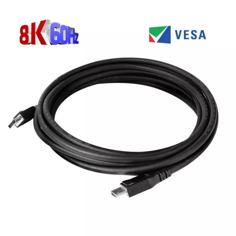 Club 3D CAC-1061 cavo DisplayPort 1.4 HBR3 8K 60 Hz, 32,4 Gbit/s, DSC 1.2, certificato VESA, con blocco, M/M, 5 m, nero