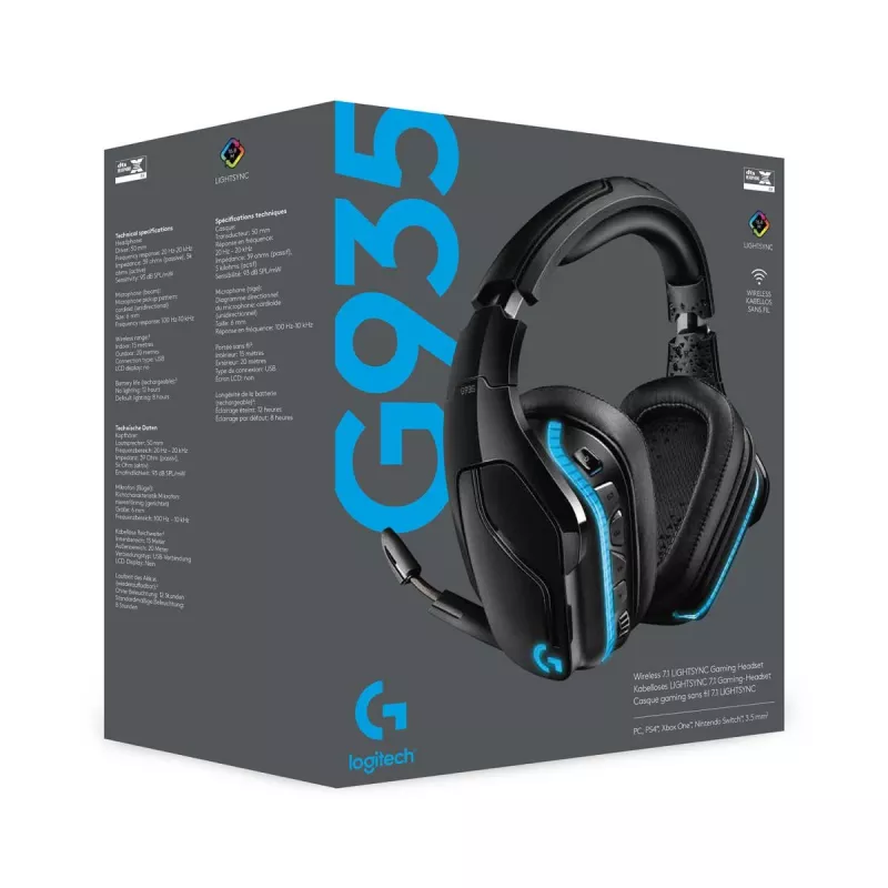 LOGITECH G935 Wireless 7.1 Surround Sound Lightsync Headset gaming – 2,4 GHz