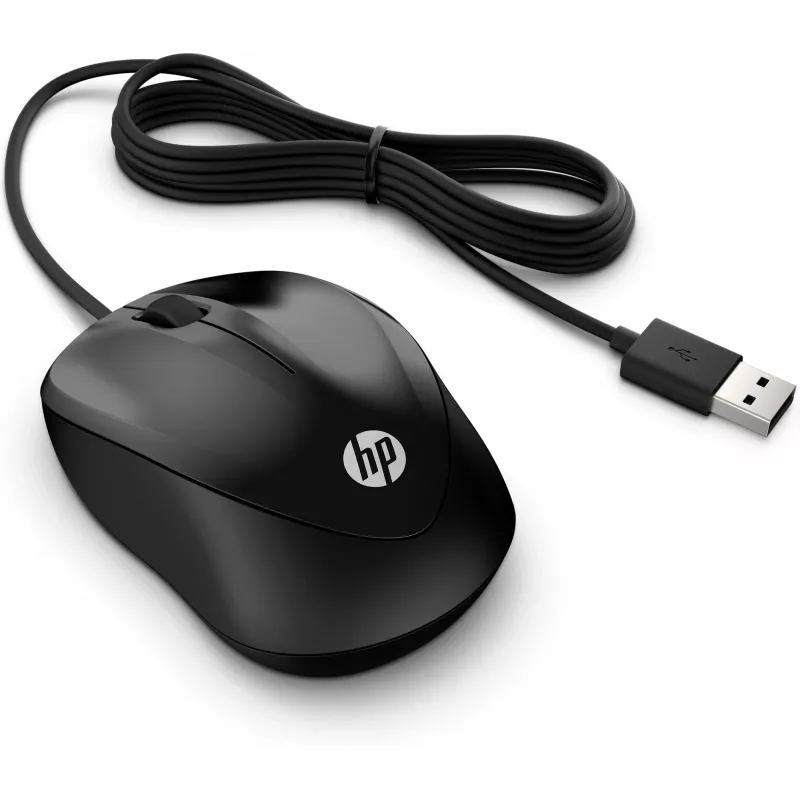 HP Mouse con cavo 1000, ambidestro, USB Type-A, 1200 DPI, nero