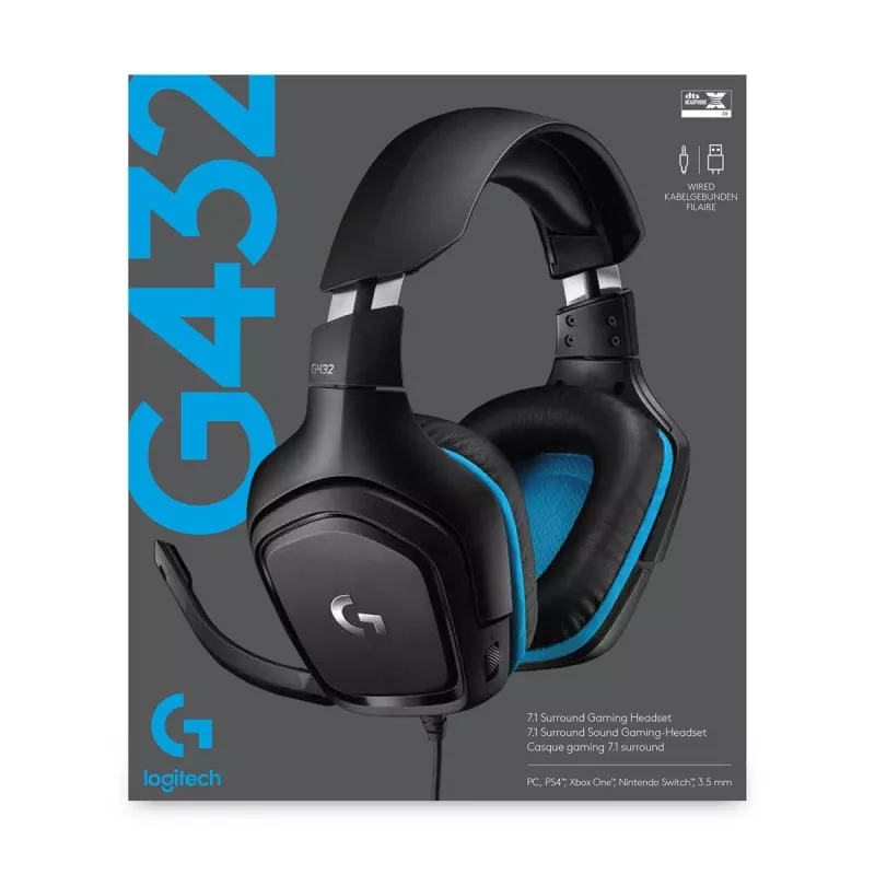 LOGITECH G432 - USB / 3.5mm - Headset gaming - 7.1 Surround - blu