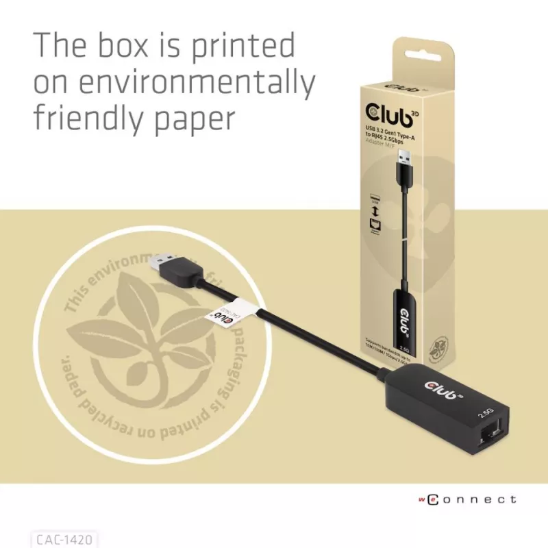CLUB3D Adattatore USB 3.2 Gen1 Type-A a RJ45 2.5Gbps