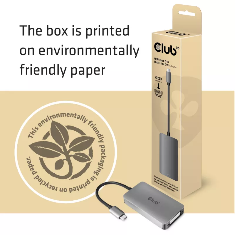 CLUB3D Adattatore attivo USB3.2 Gen1 Type-C a Dual Link DVI-D HDCP ON M/F