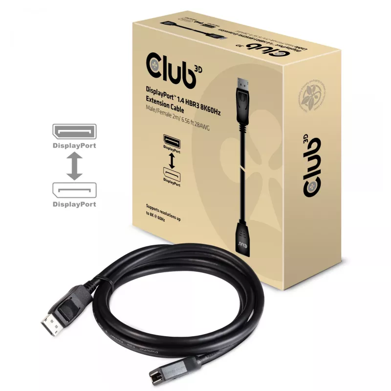 CLUB3D Cavo di prolunga DisplayPort 1.4 HBR3 8K60Hz M/F 2m